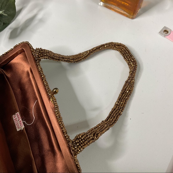 VTG Beaded Evening Purse 50s Bronze  Belgium - Picture 11 of 15